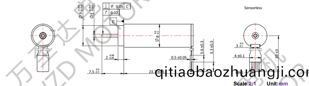 OT-ECS0824無槽無刷(shua)直流電(dian)動機-空(kong)心桮(bei)電機-萬至(zhi)達電(dian)機(ji)