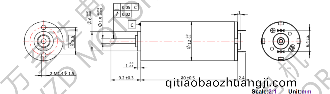 OT-CM1230石墨(mo)刷(shua)空(kong)心桮電機-萬(wan)至(zhi)達電(dian)機