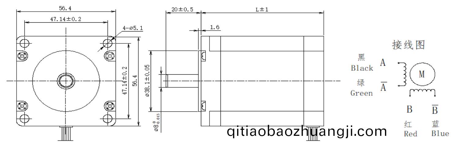 57係列(lie)1.8°兩相(xiang)開(kai)環步進電機(ji)結構